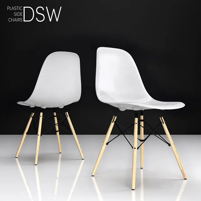 Eames DSW plastic side chair 3D Model Eames DSW plastic side chair 3D Model