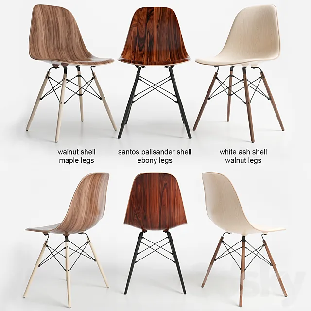 Eames DSW wood chairs 3D Model