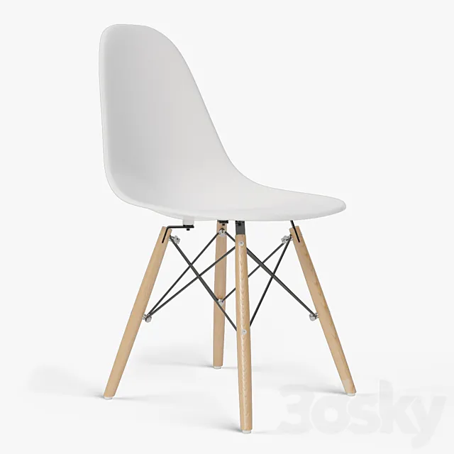 Eames Molded Plastic Side Chair Dowel Base By Herman Miller 3D Model Eames Molded Plastic Side Chair Dowel Base By Herman Miller 3D Model