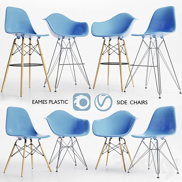 Eames Plastic Side Chairs 3D Model