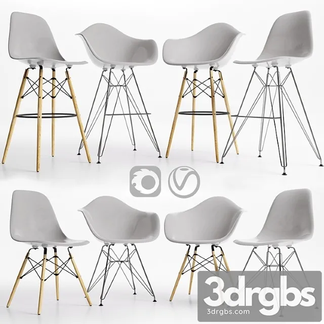 Eames Plastic Side Chairs Gray 3D Model Download Eames Plastic Side Chairs Gray 3D Model Download