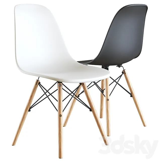 Eames style DSW white chair 3D Model