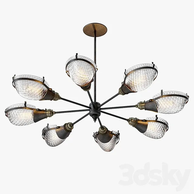Early Style Quilted Glass Operating Room Light Chandelier 3DModel