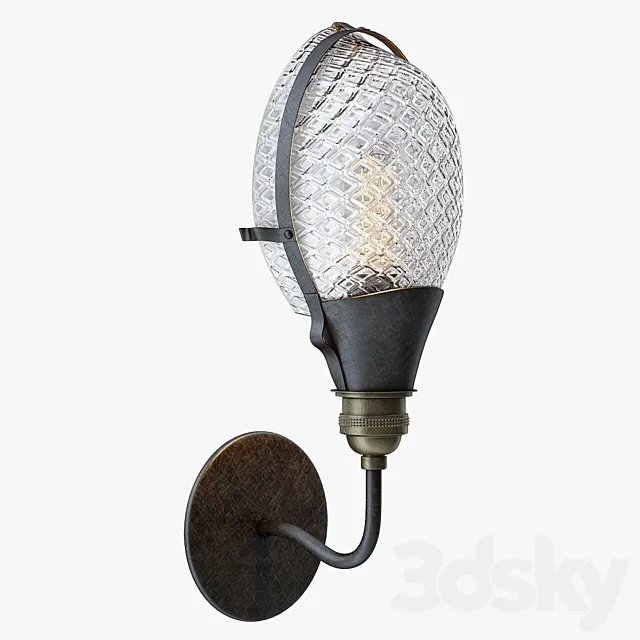 Early Style Quilted Glass Operating Room Light Sconce 3DModel