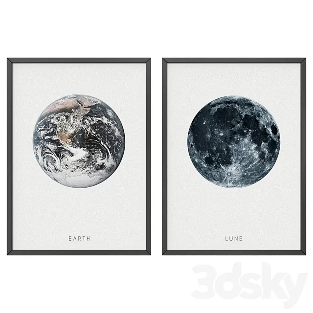 Earth and moon 3D Model Earth and moon 3D Model