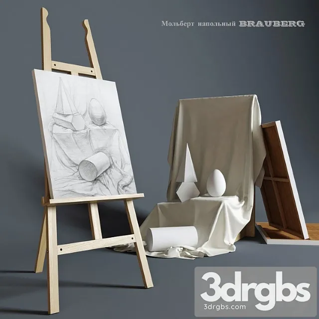 Easel Outdoor Brauberg With A Still Life of Plaster Figures 3D Model Download