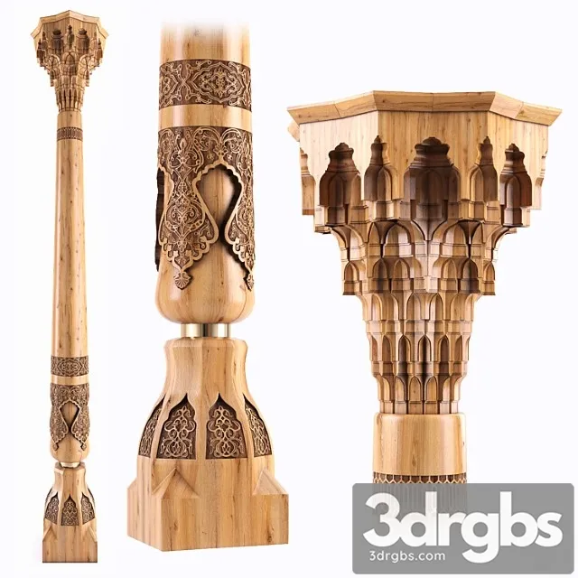 East Carved Column 3D Model Download