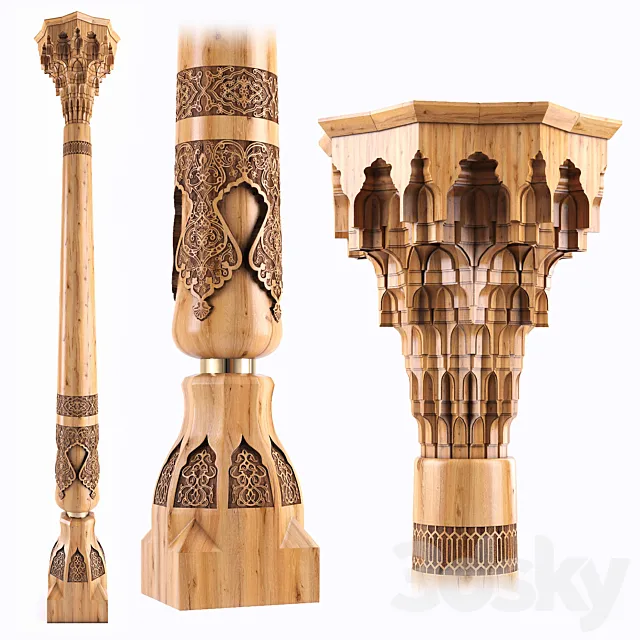 East carved column 3D Model East carved column 3D Model