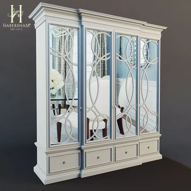 East Hampton Display Cabinet with Mirrored Doors 3D Model