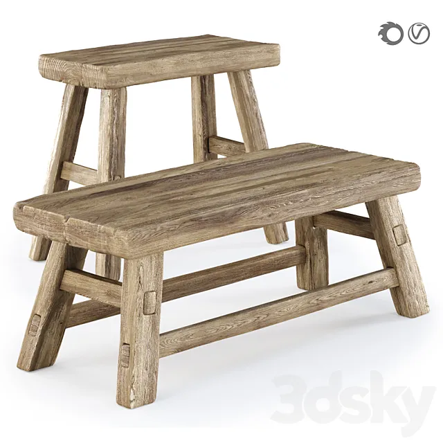 Ebbi wooden benches 3DModel Ebbi wooden benches 3DModel
