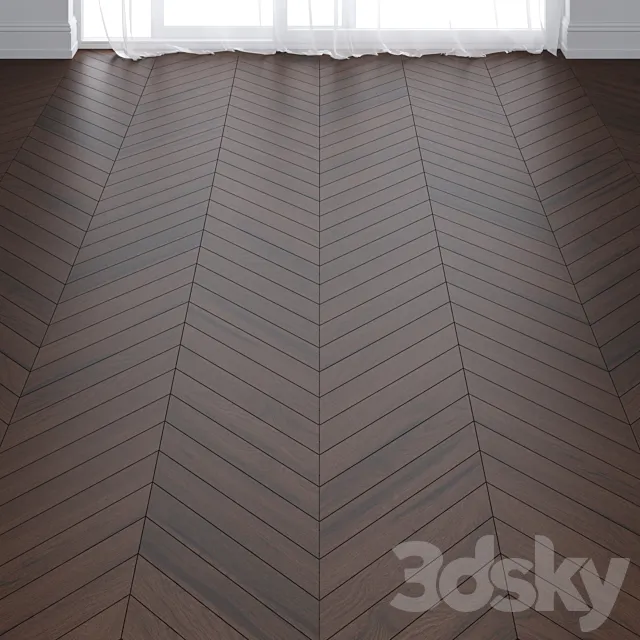 Ebony Oak Wood Parquet Floor in 3 types 3D Model