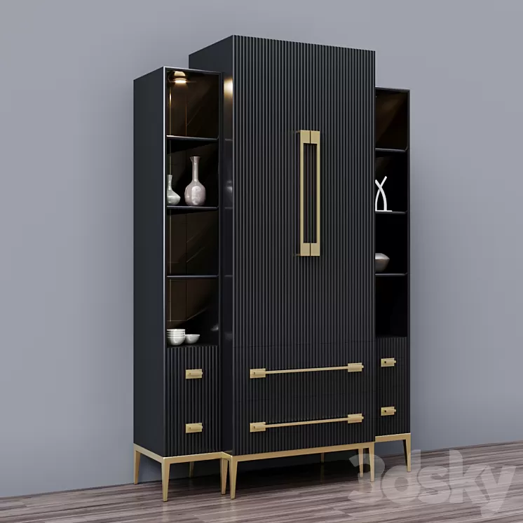 Ebony Satin Tall Cabinet 3D Model