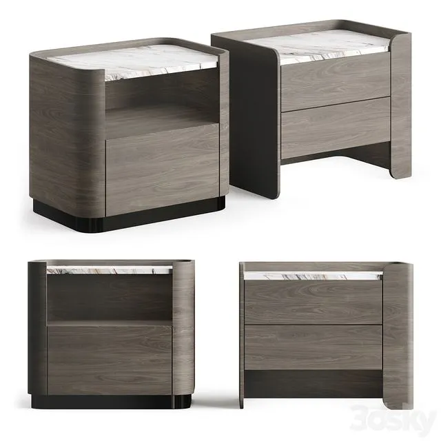 Echo Wood Bedside Table Lux Lucia Casa 3D Model