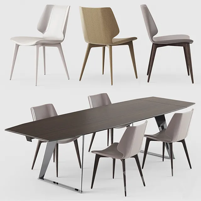 ECHOES DINING TABLE & KASUKA CHAIR Roche Bobois 3D Model