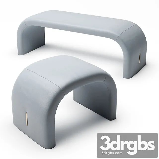 Eclipse bench and pouf 2 3D Model Download