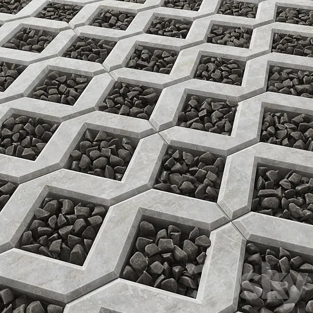 Eco Parking pebble _ Eco parking with pebbles 3D Model Eco Parking pebble _ Eco parking with pebbles 3D Model