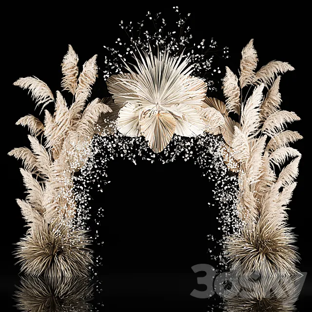 Eco-style wedding arch made of dried flowers and pampas grass Cortaderia moonflower dry palm branch. 5 3D Model Eco-style wedding arch made of dried flowers and pampas grass Cortaderia moonflower dry palm branch. 5 3D Model