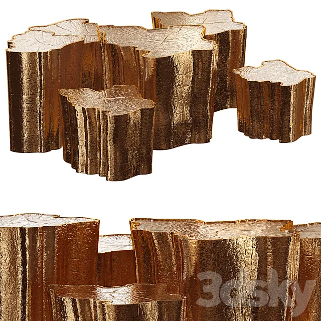 Eden Series Center Table in Brass 3D Model