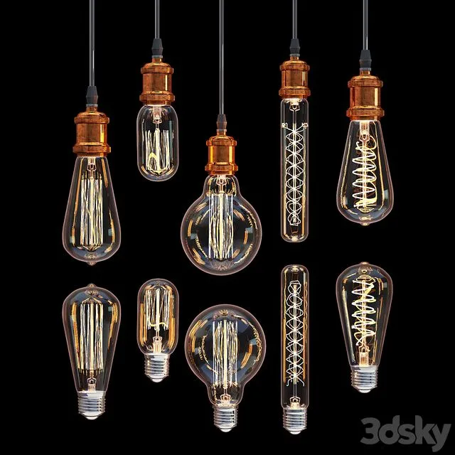 Edison lamps collection 3D Model