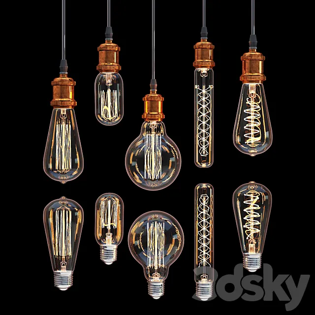 Edison lamps collection 3D Model