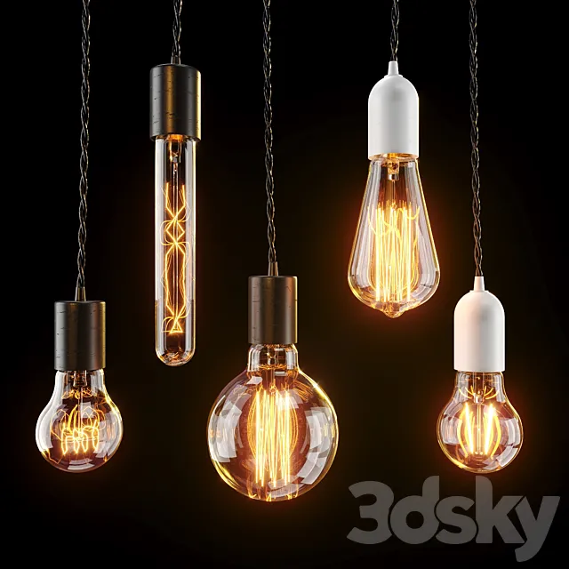 Edison lamps set 3D Model Edison lamps set 3D Model