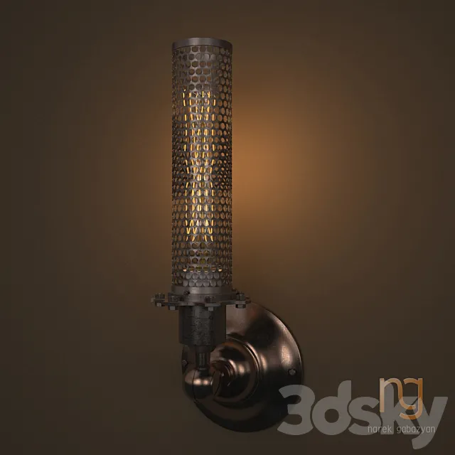 Edison Perforated Metal Sconce 3D Model Edison Perforated Metal Sconce 3D Model