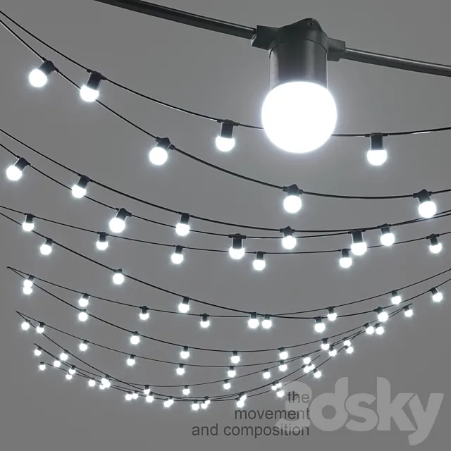 Editable garland belt light street 3DModel