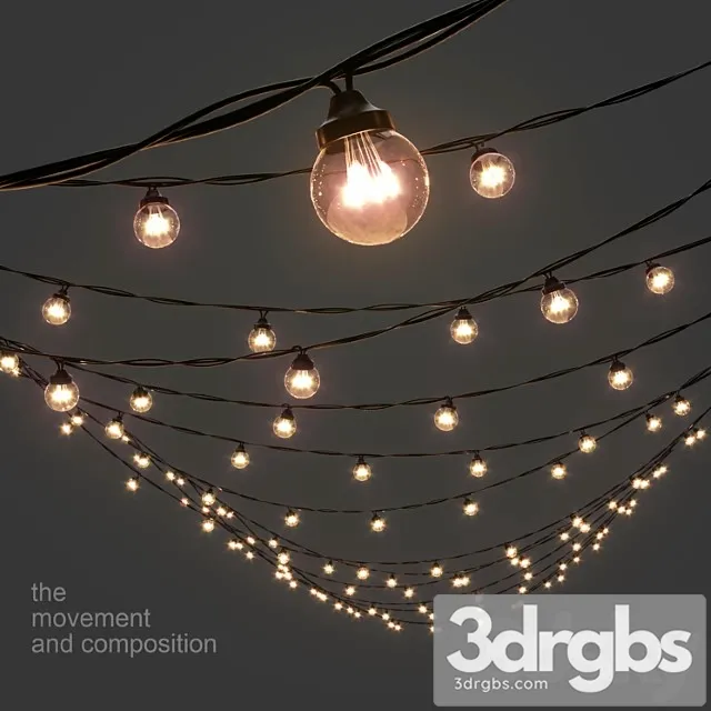 Editable Garland Galaxy Bulb String 3D Model Download