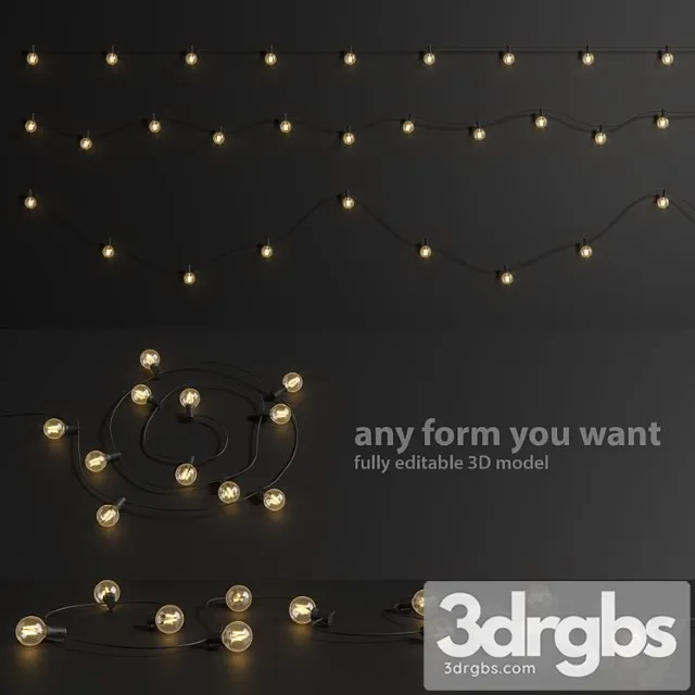 Editable garland lights set 1 3D Model Download