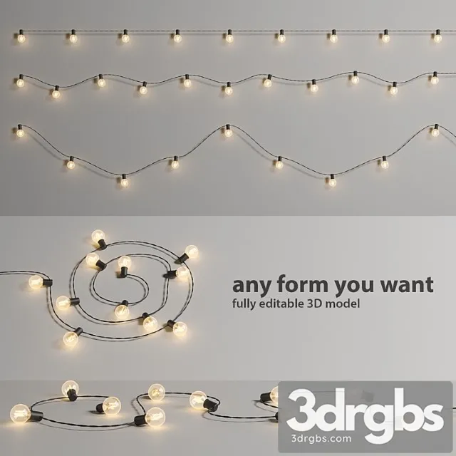 Editable garland lights set 2 3D Model Download