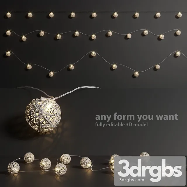 Editable garland lights set 3 3D Model Download