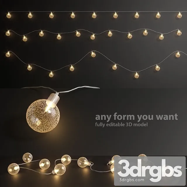Editable garland lights set 5 3D Model Download