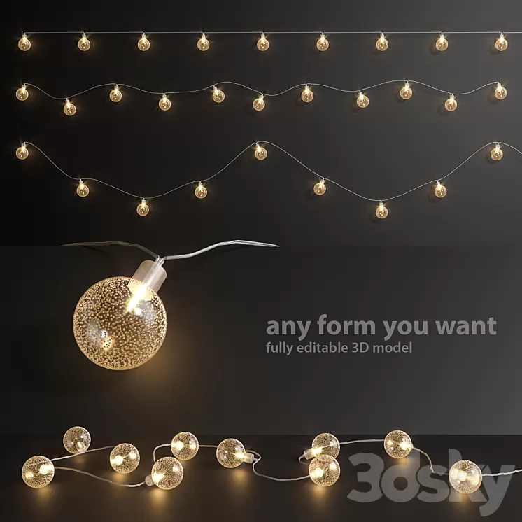Editable garland lights set 5 3D Model Editable garland lights set 5 3D Model