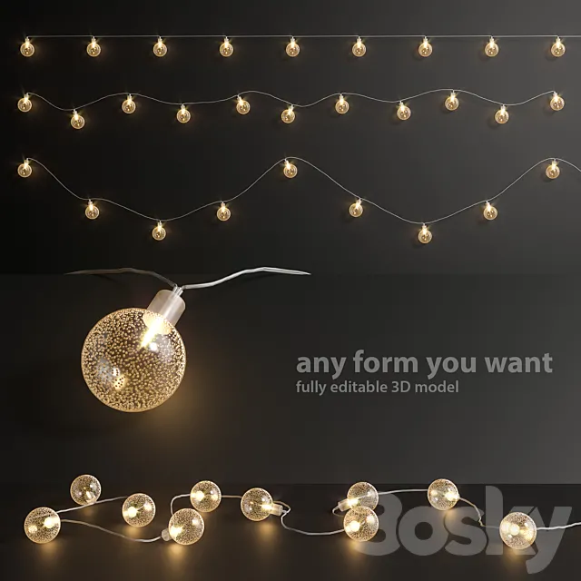 Editable garland lights set 5 3DModel Editable garland lights set 5 3DModel