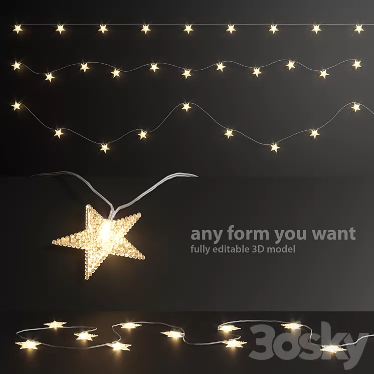 Editable garland lights set 6 3D Model Editable garland lights set 6 3D Model