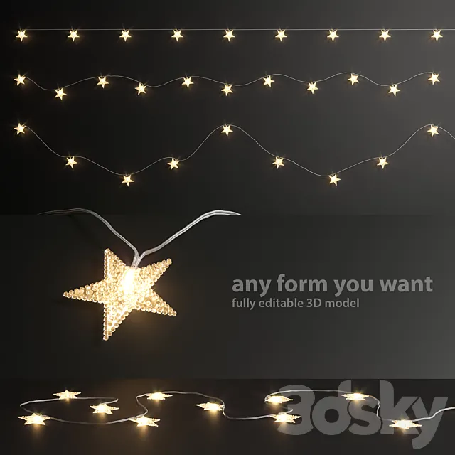 Editable garland lights set 6 3DModel Editable garland lights set 6 3DModel