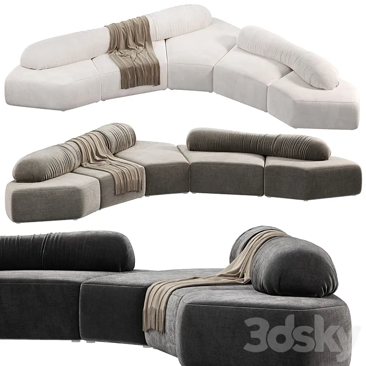 edra ON THE ROCKSSofa secional de tecido 3D Model Free Download