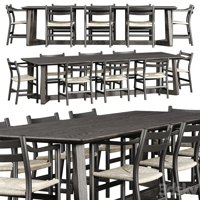 Edu Furniture Dining Set V1 Garden furniture set 3D Model
