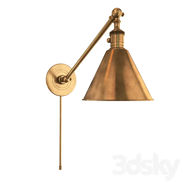 EF Chapman Boston 18 inch 60 watt Hand-Rubbed Antique Brass Single Arm Library Wall Light 3D Model