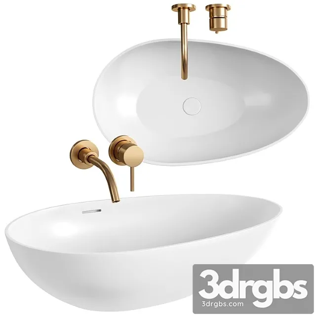 Egg Shell Countertop Stone Basin 600mm 3D Model Download Egg Shell Countertop Stone Basin 600mm 3D Model Download