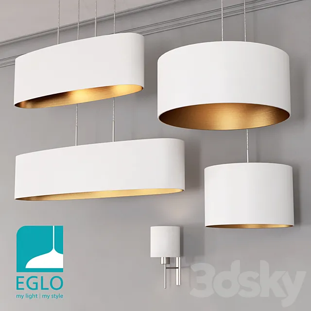 EGLO PASTERI set 3 White & Gold 3DModel EGLO PASTERI set 3 White & Gold 3DModel