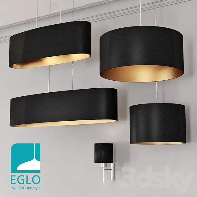 EGLO PASTERI set 4 Black & Gold 3DModel EGLO PASTERI set 4 Black & Gold 3DModel