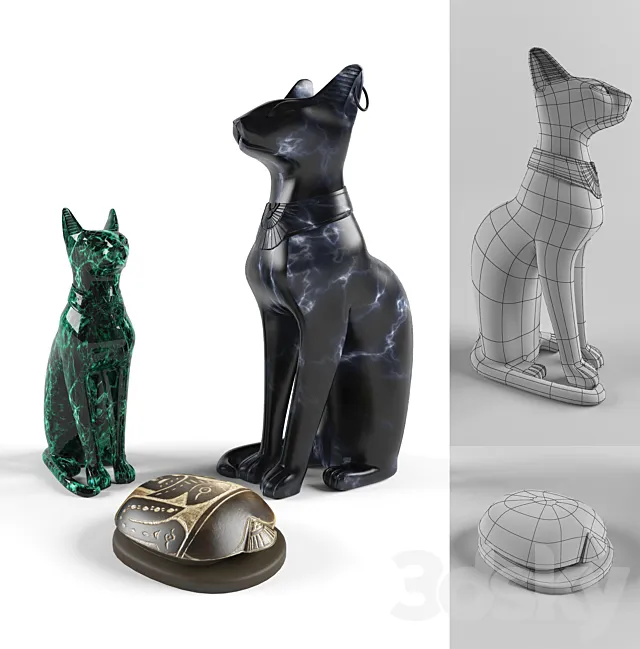 Egyptian statues 3D Model