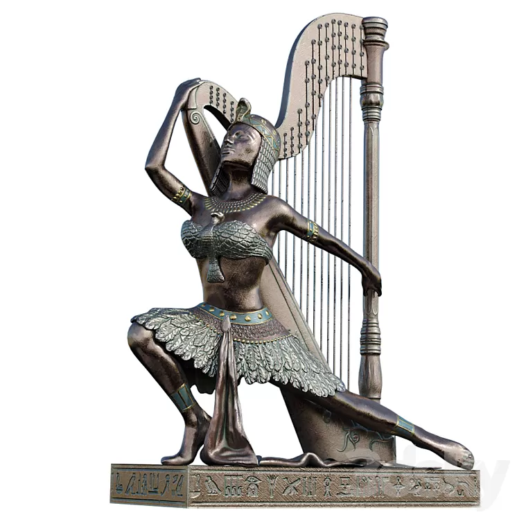 Egyptian with harp 3D Model