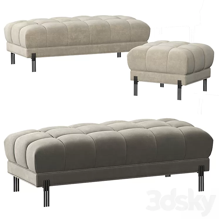 EICHHOLTTZ BENCH + STOOL SIENNA 3D Model EICHHOLTTZ BENCH + STOOL SIENNA 3D Model