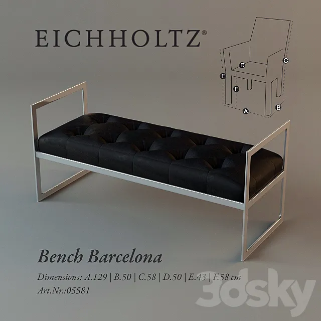 Eichholtz _ Barcelona Bench 3DModel Eichholtz _ Barcelona Bench 3DModel