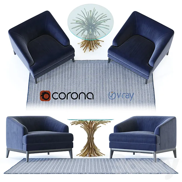 Eichholtz _ Monterey Armchair 3D Model Eichholtz _ Monterey Armchair 3D Model