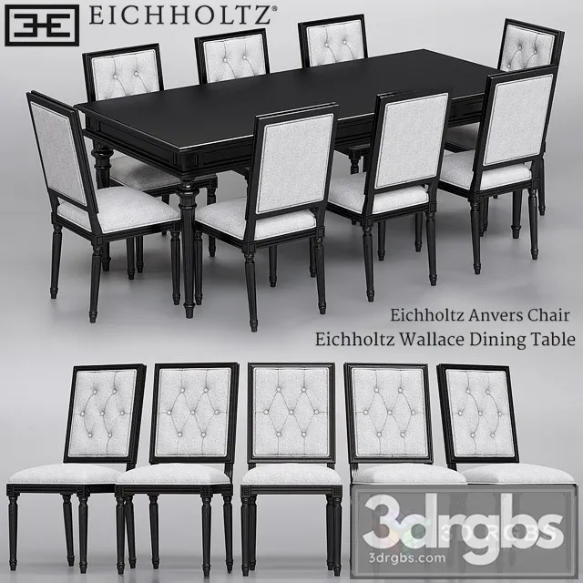 Eichholtz Anvers Chair and Wallace Dining Table 3D Model Download Eichholtz Anvers Chair and Wallace Dining Table 3D Model Download
