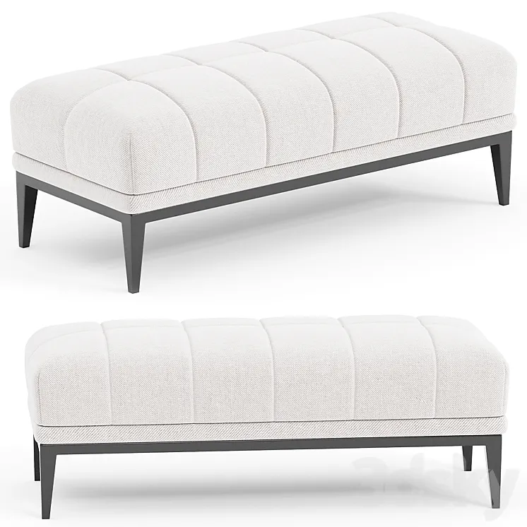 Eichholtz Aurelio White Tufted Upholstered Bench 3D Model Free Download