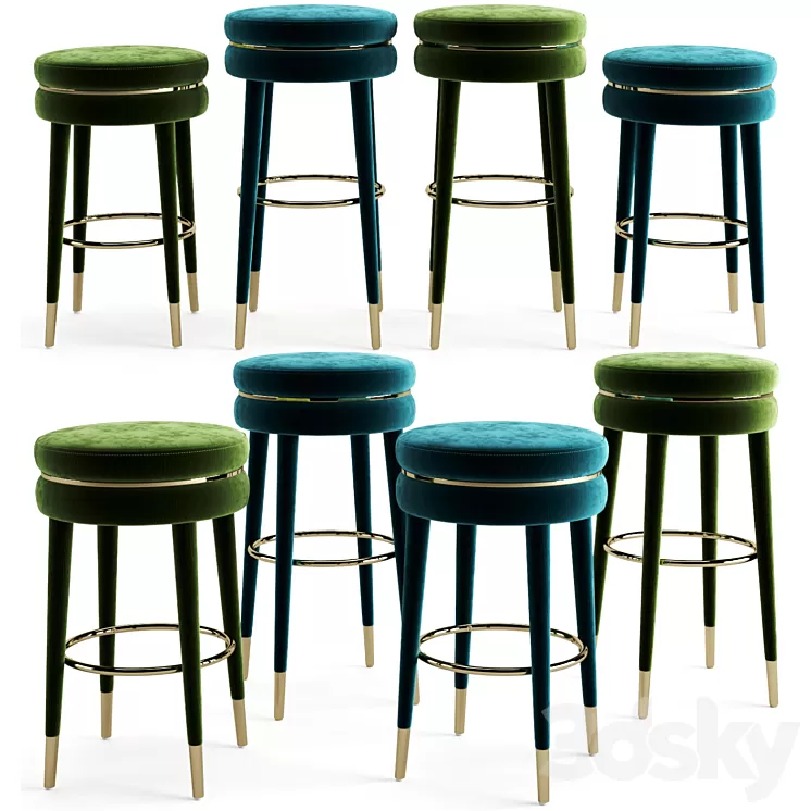Eichholtz Bar And Counter Stool Parisian 3D Model Eichholtz Bar And Counter Stool Parisian 3D Model